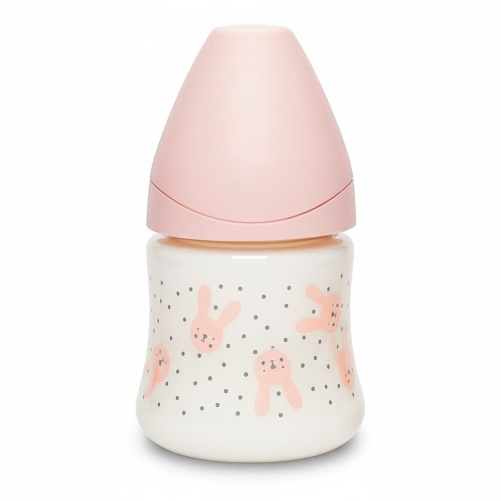SUAVINEX – Biberon Rabbit Avec Tetine Debit Ronde Lent +0m Pink – 1u