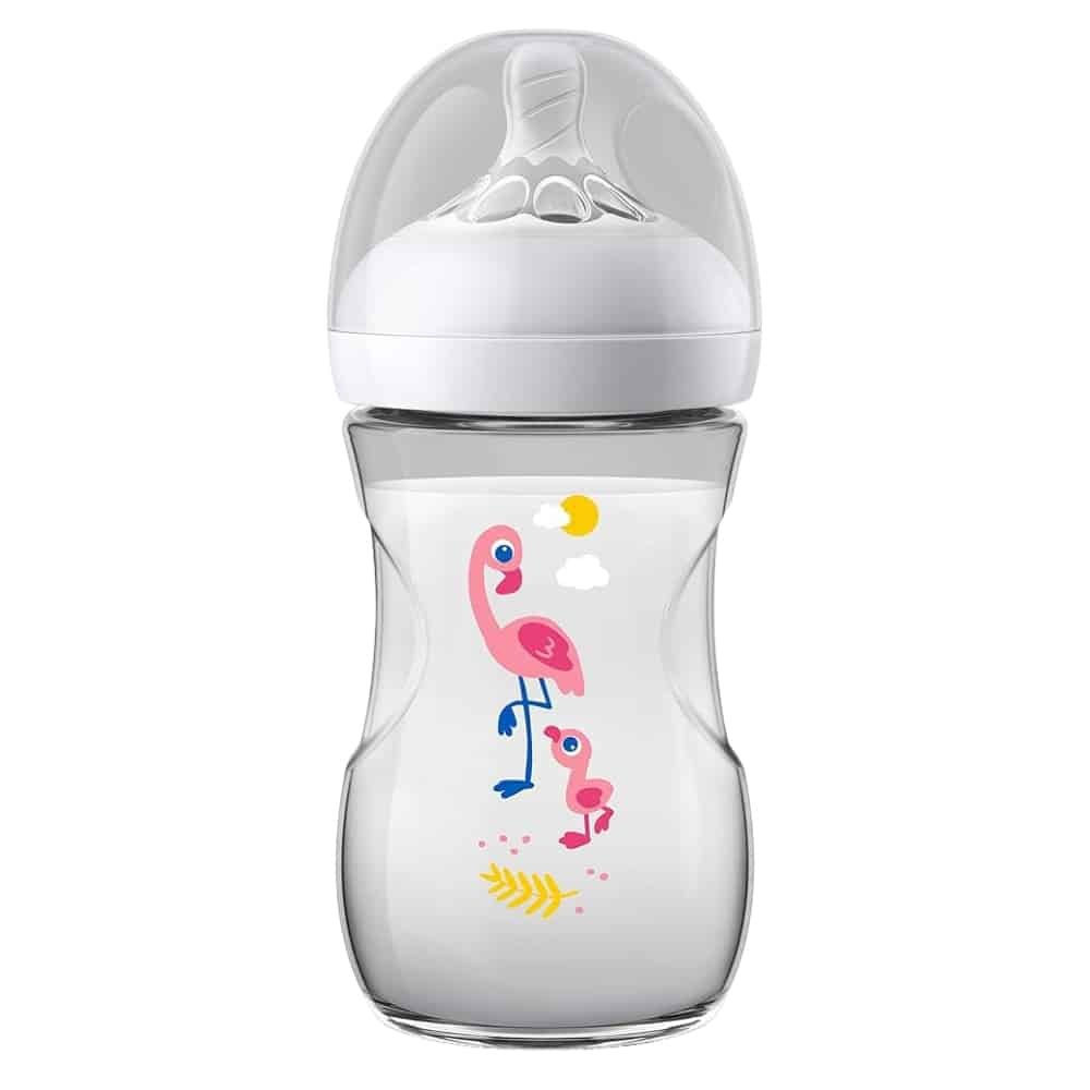 AVENT – Biberon Natural 1mois+ Débit Lent – Flamant Rose – 260ml Scf070/21 – 1u