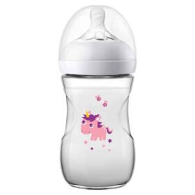 AVENT – Biberon Natural 1mois+ Débit Lent – Licorne – 260ml Scf070/25 – 1u