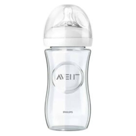 AVENT – Biberon Natural En Verre 1mois+ Débit Lent – 240ml Scf053/17 – 1u