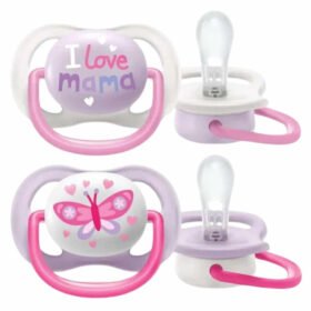 AVENT – Sucette Ultra Air Happy 0-6mois – I Love Mama Et Papillon – Scf080/02 – 2u