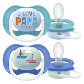 AVENT – Sucette Ultra Air Happy 6-18mois – I Love Papa Et Bateaux – Scf080/03 – 2u