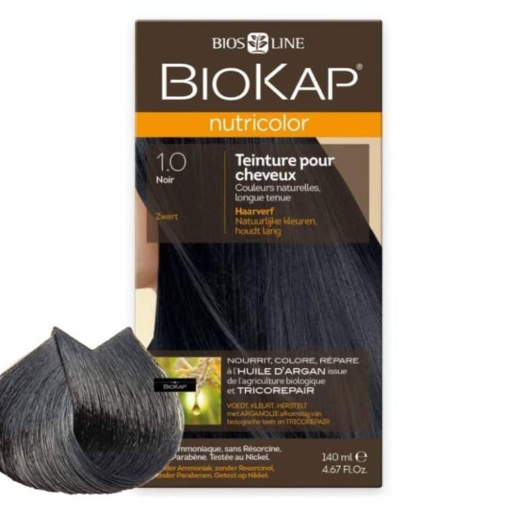 BIOKAP – Nutricolor Coloration Naturelle Cheveux – 140ml – 1.0 – Noir