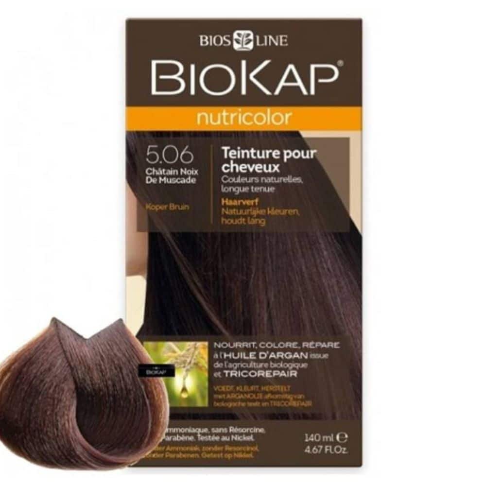 BIOKAP – Nutricolor Coloration Naturelle Cheveux – 140ml – 5.06 – Châtain Noix De Muscade