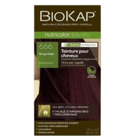 BIOKAP – Nutricolor Delicato Rapid Coloration Naturelle Expresse Cheveux Délicats – 140ml – 6.66 – Rouge Rubis