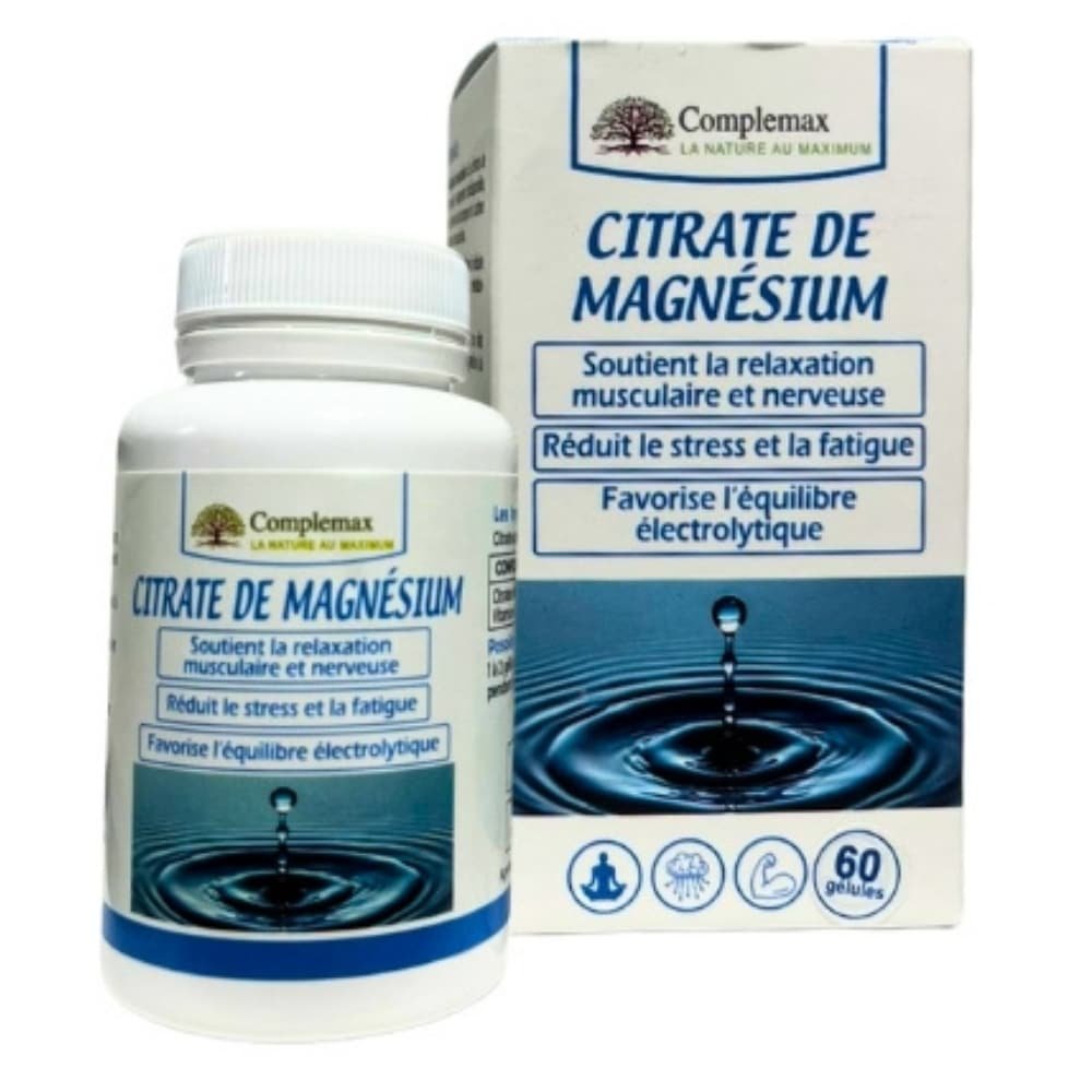 COMPLEMAX – Citrate De Magnésium Relaxation Musculaire Et Nerveuse – 60 Gélules