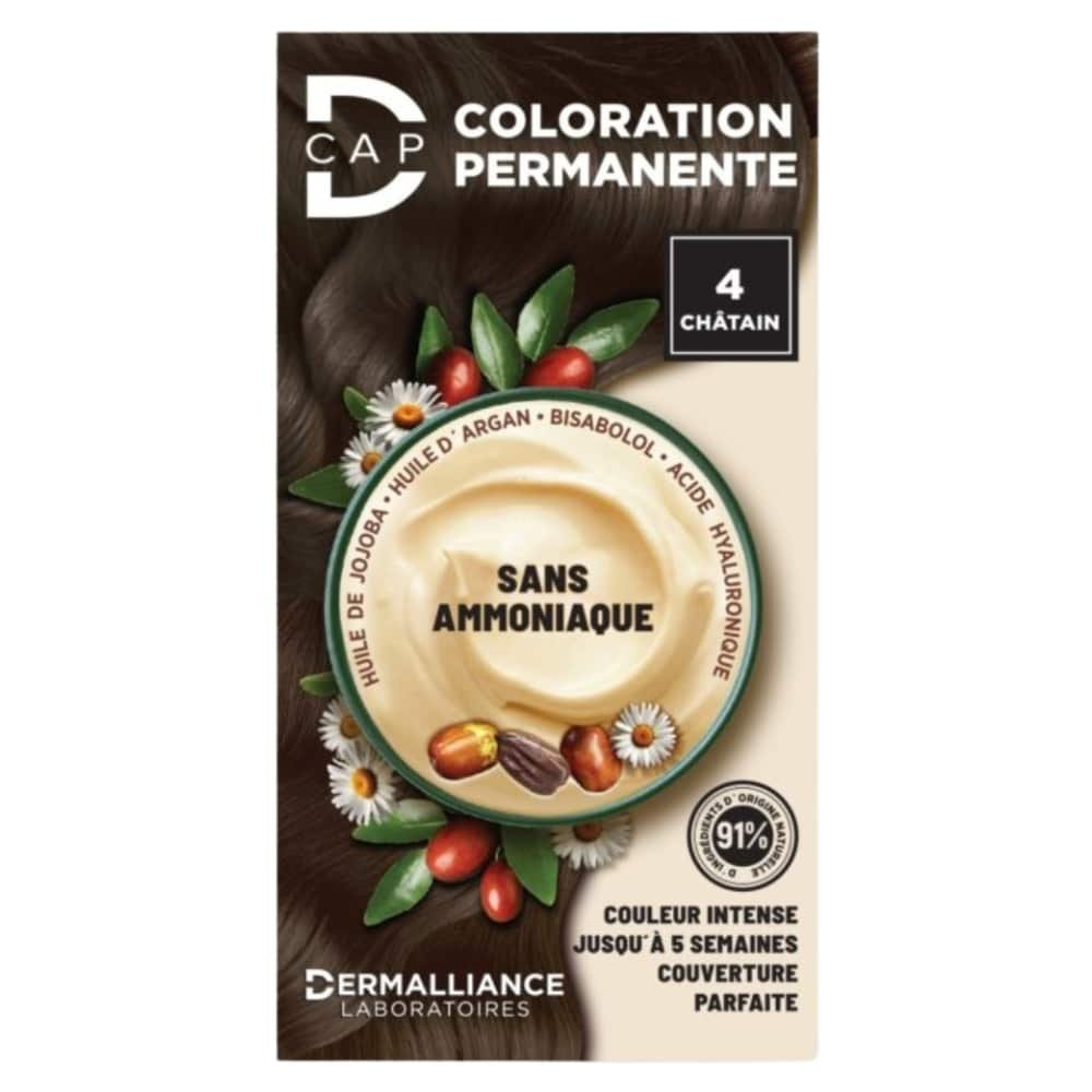 DERMALLIANCE – D-cap Coloration Cheveux Permanente – N°4 Chatain