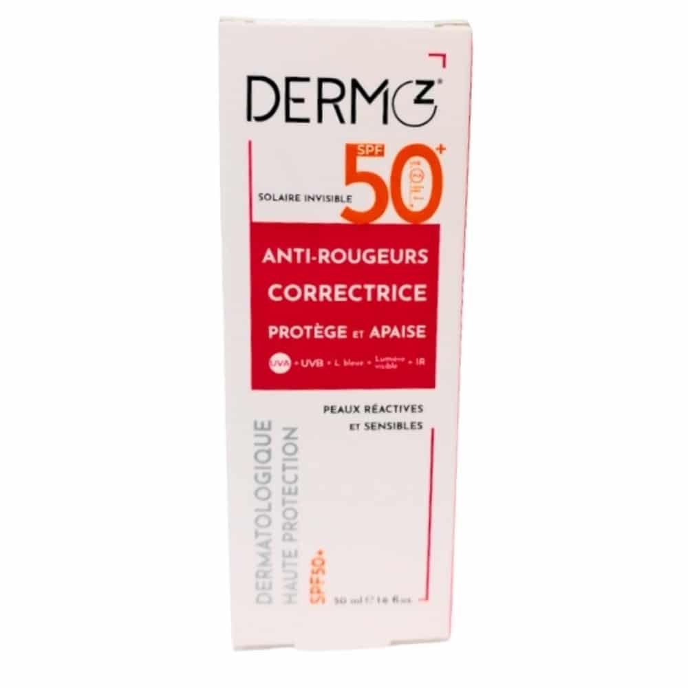 DERMOZ – Crème Solaire Invisible Anti-rougeurs Correctrice SPF50+ – 50ml