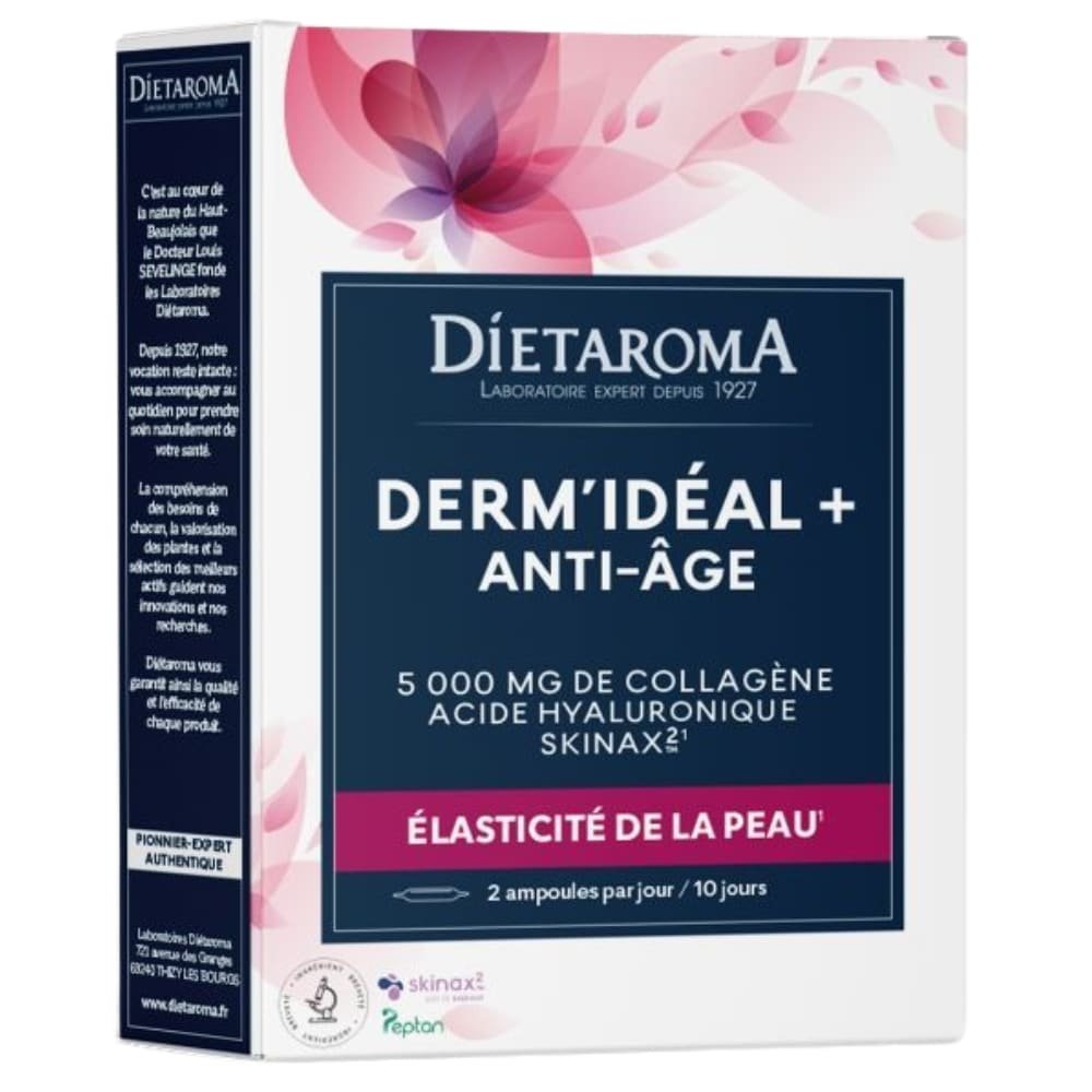 DIETAROMA – Derm Idéal Plus Anti-âge, 5000mg De Collagène Elasticité De La Peau Ampoules – 20u