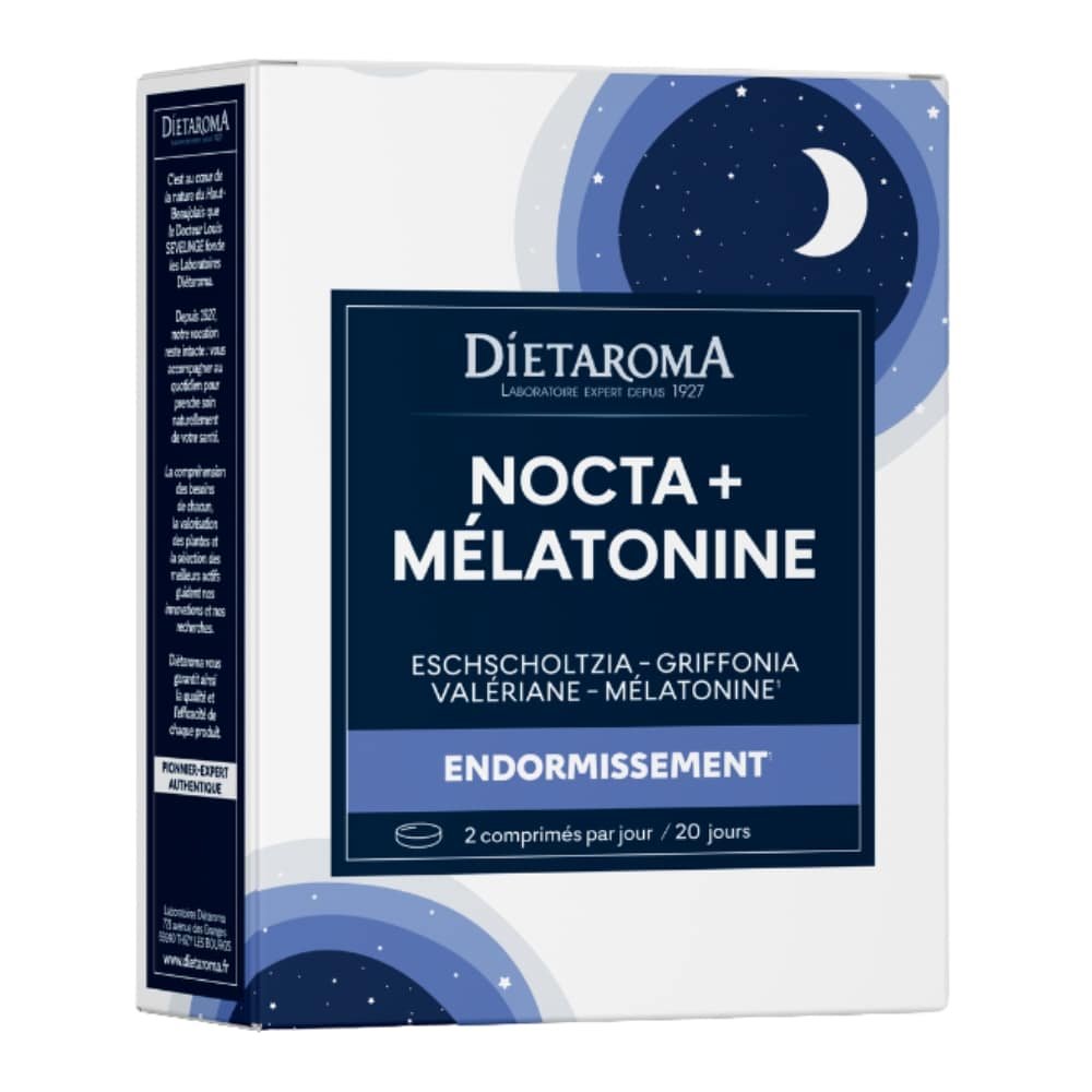 DIETAROMA – Nocta+ Mélatonine Endormissement – 20 Comprimés
