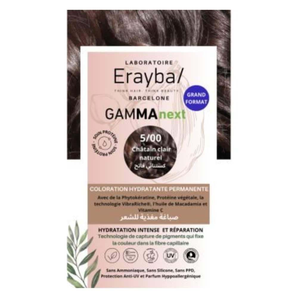 ERAYBA – Gammanext Coloration Cheveux Hydrante Permanente – 5.00 – Châtain Clair Naturel