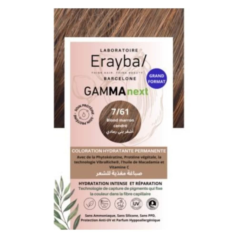 ERAYBA – Gammanext Coloration Cheveux Hydrante Permanente – 7.61 – Blond Marron Cendré
