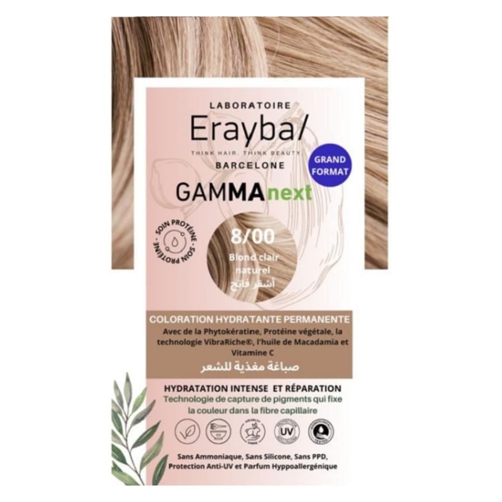 ERAYBA – Gammanext Coloration Cheveux Hydrante Permanente – 8.00 – Blond Clair Naturel
