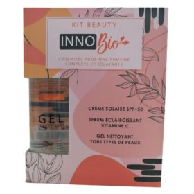INNOBIO – Kit Beauty Crème Solaire SPF50+, Sérum Eclaircissant Vitamine C Et Gel Nettoyant – 1u