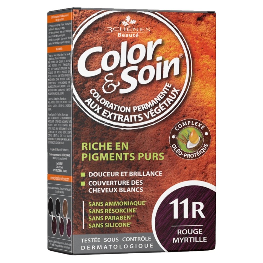 LES 3 CHÊNES – Color & Soin Coloration Cheveux Permanente Aux Extraits Végétaux – 11r – Rouge Myrtille