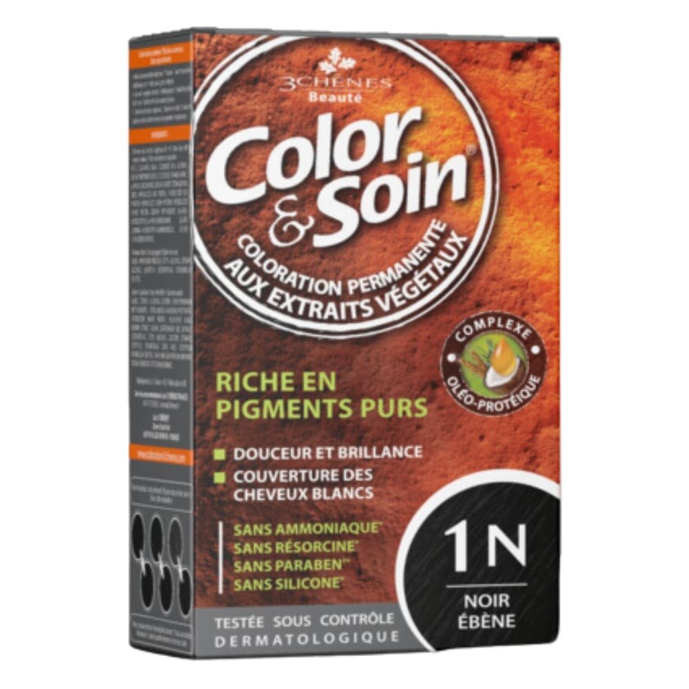 LES 3 CHÊNES – Color & Soin Coloration Cheveux Permanente Aux Extraits Végétaux – 1n – Noir Êbêne