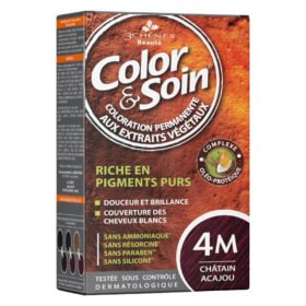 LES 3 CHÊNES – Color & Soin Coloration Cheveux Permanente Aux Extraits Végétaux – 4m – Châtain Acajou