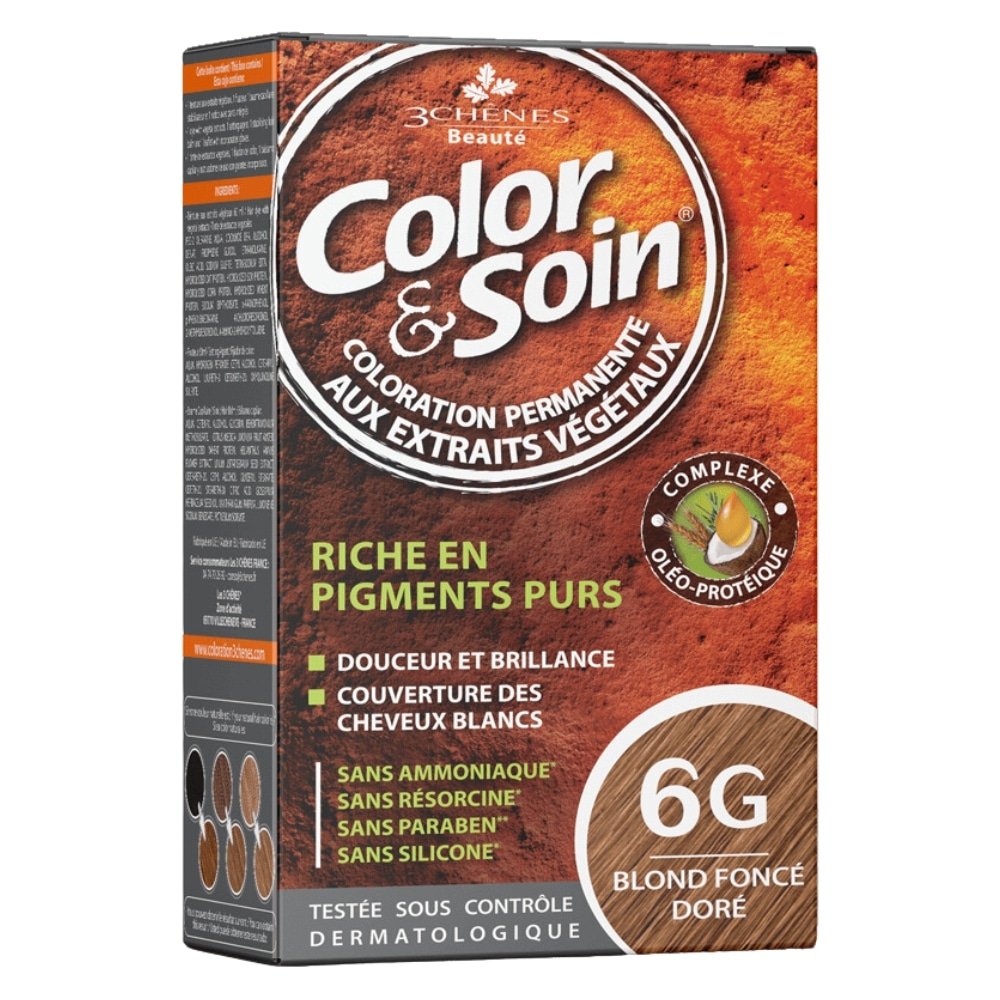 LES 3 CHÊNES – Color & Soin Coloration Cheveux Permanente Aux Extraits Végétaux – 6g – Blond Foncé Doré