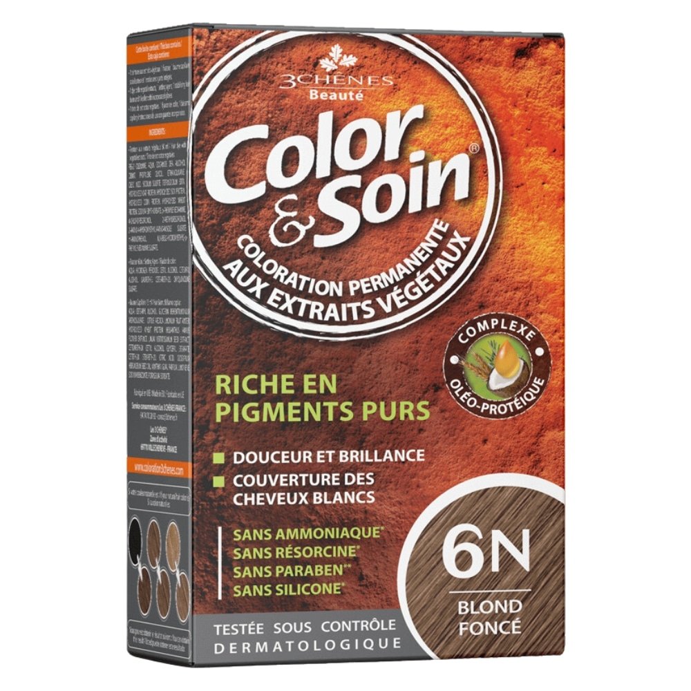 LES 3 CHÊNES – Color & Soin Coloration Cheveux Permanente Aux Extraits Végétaux – 6n – Blond Foncé