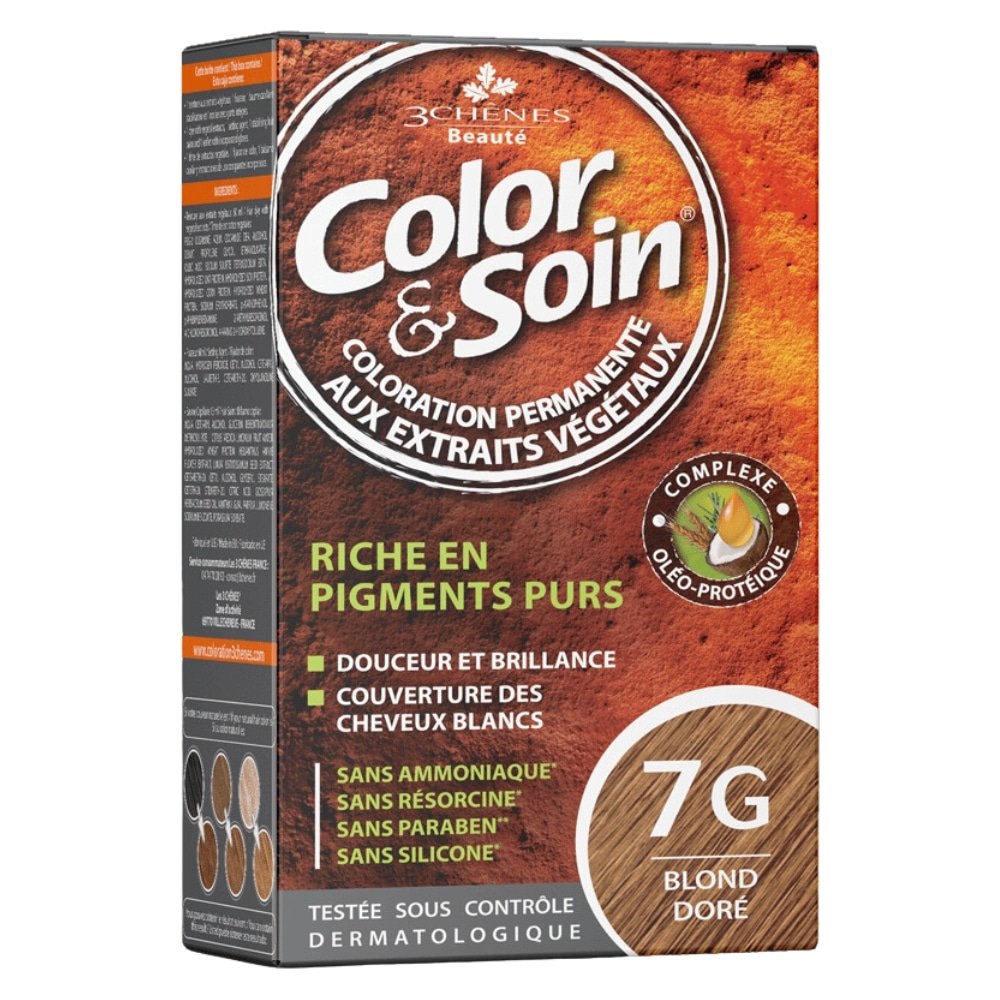 LES 3 CHÊNES – Color & Soin Coloration Cheveux Permanente Aux Extraits Végétaux – 7g – Blond Doré