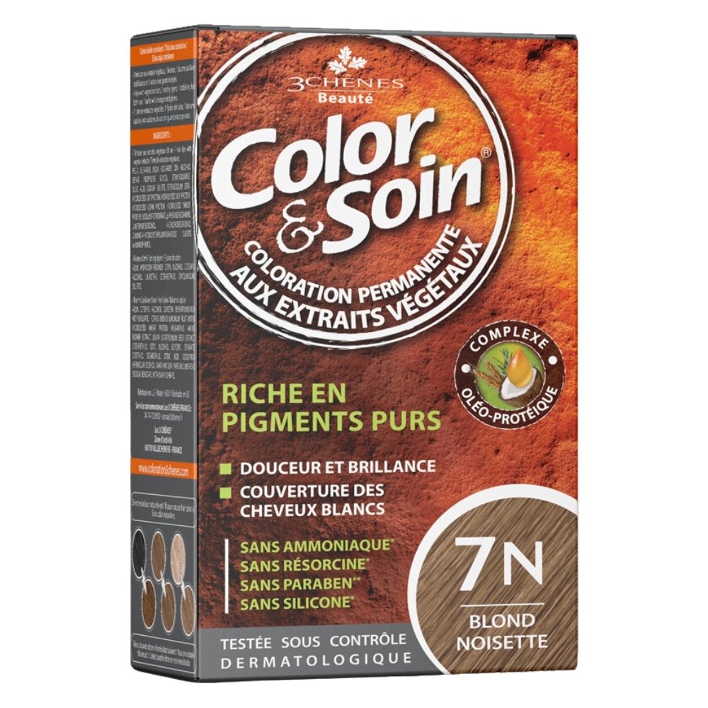 LES 3 CHÊNES – Color & Soin Coloration Cheveux Permanente Aux Extraits Végétaux – 7n – Blond Noisette