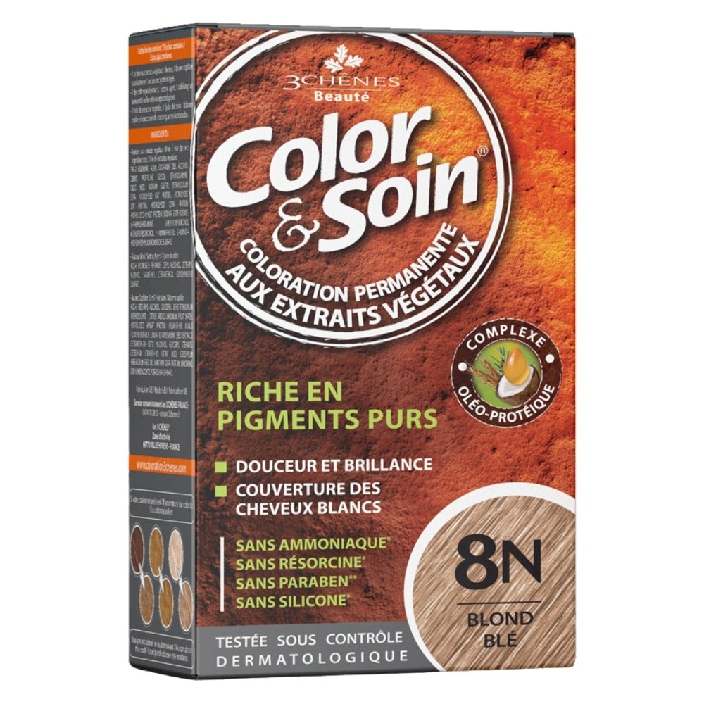 LES 3 CHÊNES – Color & Soin Coloration Cheveux Permanente Aux Extraits Végétaux – 8n – Blond Blé