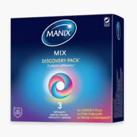 MANIX – Préservatif Mix Discovery Pack (Contact Plus, Xtra Pleasure, Fraise Gourmande & Menthe Tonique) – 3u