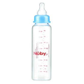 NUBY – Biberon En Verre 3mois+ Bleu – 240ml (id1179) – 1u