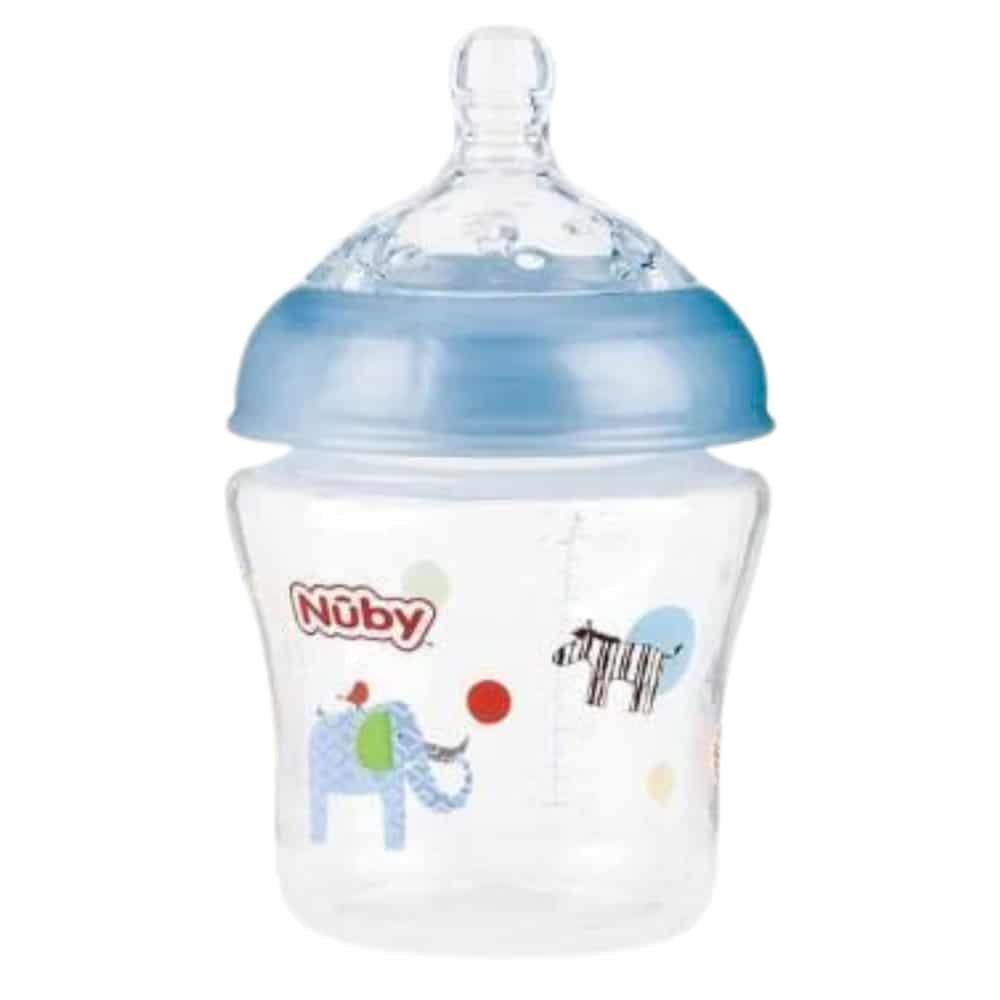 NUBY – Biberon Poly Large 0mois+ – Eléphant Et Zèbre – 180ml (id1193) – 1u