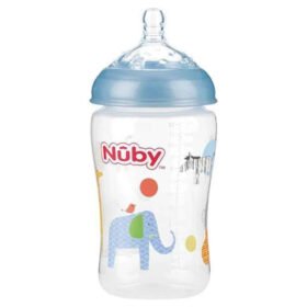 NUBY – Biberon Poly Large 3mois+ – Eléphant Et Zèbre – 360ml (id1194) – 1u