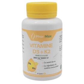 PHORMAX – Vitamine D3+k2 – 60 Capsules