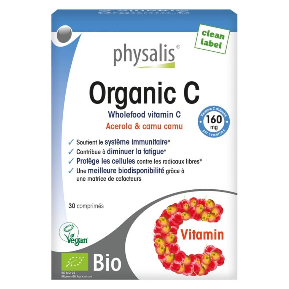 PHYSALIS – Organic C Vitamine C Acérola Et Camu Camu – 30 Comprimés