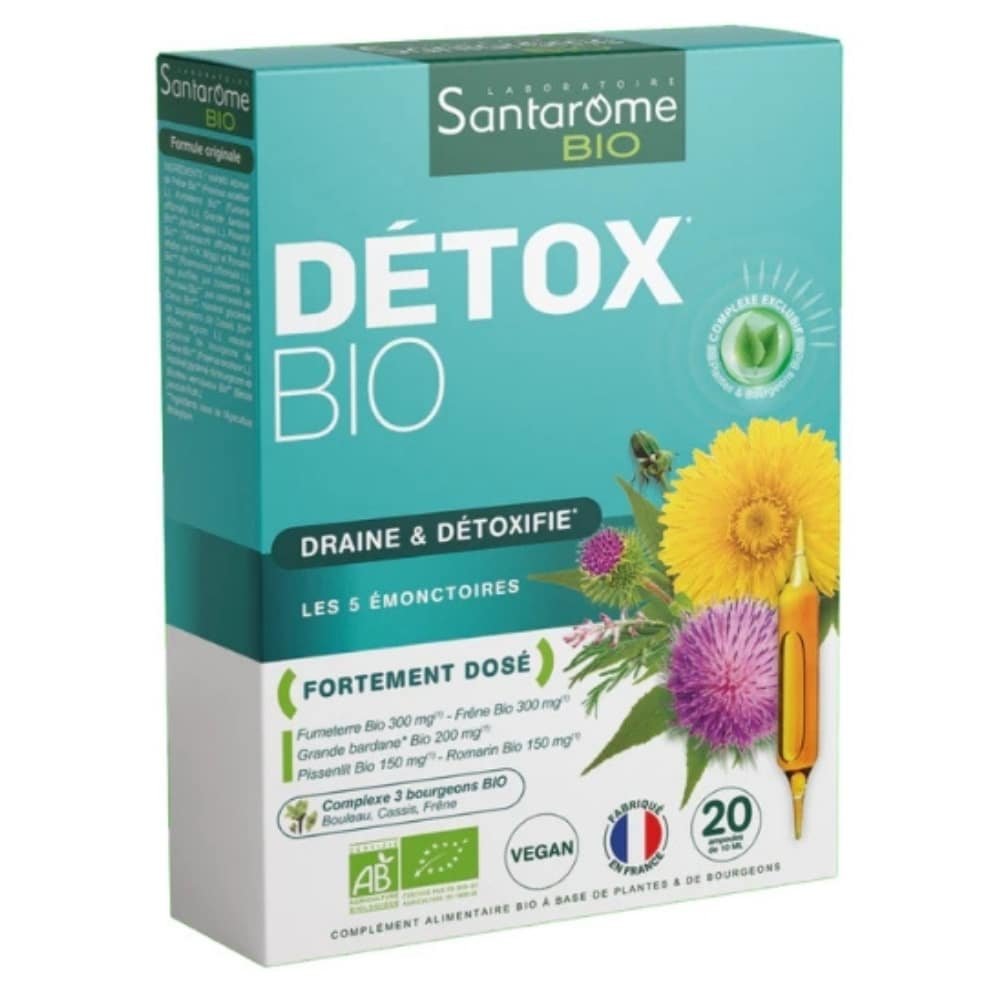 SANTARÔME – Bio Détox Draine Et Détoxifie Ampoules – 20u