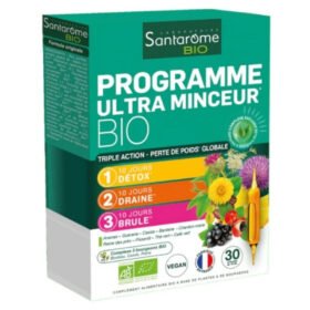 SANTARÔME – Bio Programme Ultra Minceur Triple Action Détox, Draine Et Brule Ampoules – 30u