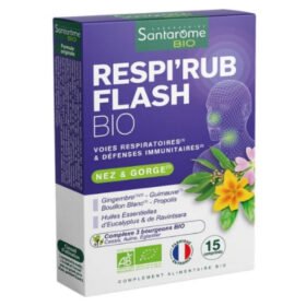 SANTARÔME – Bio Respirub Flash Nez Et Gorge Voies Respiratoires Et Défenses Immunitaires – 15 Comprimés