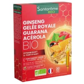 SANTARÔME – Ginseng Gelée Royale Guarana Acérola Bio – 20 Ampoules