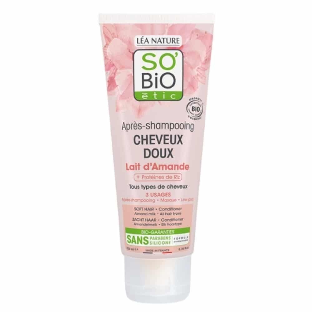 SO BIO – Après-shampoing Cheveux Doux Lait D’amande Et Protéine De Riz Bio – 200ml