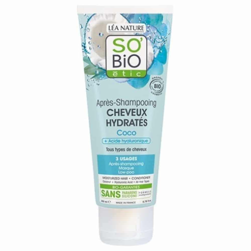 SO BIO – Après-shampoing Cheveux Hydratés Coco Et Acide Hyaluronique Bio – 200ml