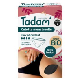 TADAM&rsquo; – Culotte Menstruelle Lavable Et Réutilisable Ultra Confort Flux Abondant – Taille L – Bio – 1u