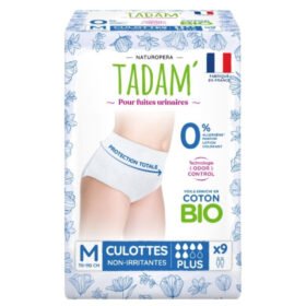 TADAM&rsquo; – Fuites Urinaires Culottes Non-irritantes Bio – Plus 100-155cm Taille M – 9u
