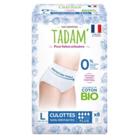 TADAM&rsquo; – Fuites Urinaires Culottes Non-irritantes Bio – Plus 70-110cm Taille L – 8u
