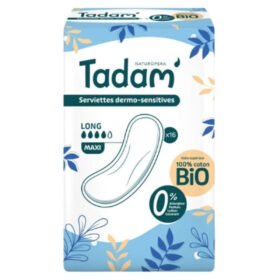 TADAM&rsquo; – Serviettes Dermo-sensitives Maxi – Long – Bio – 16u