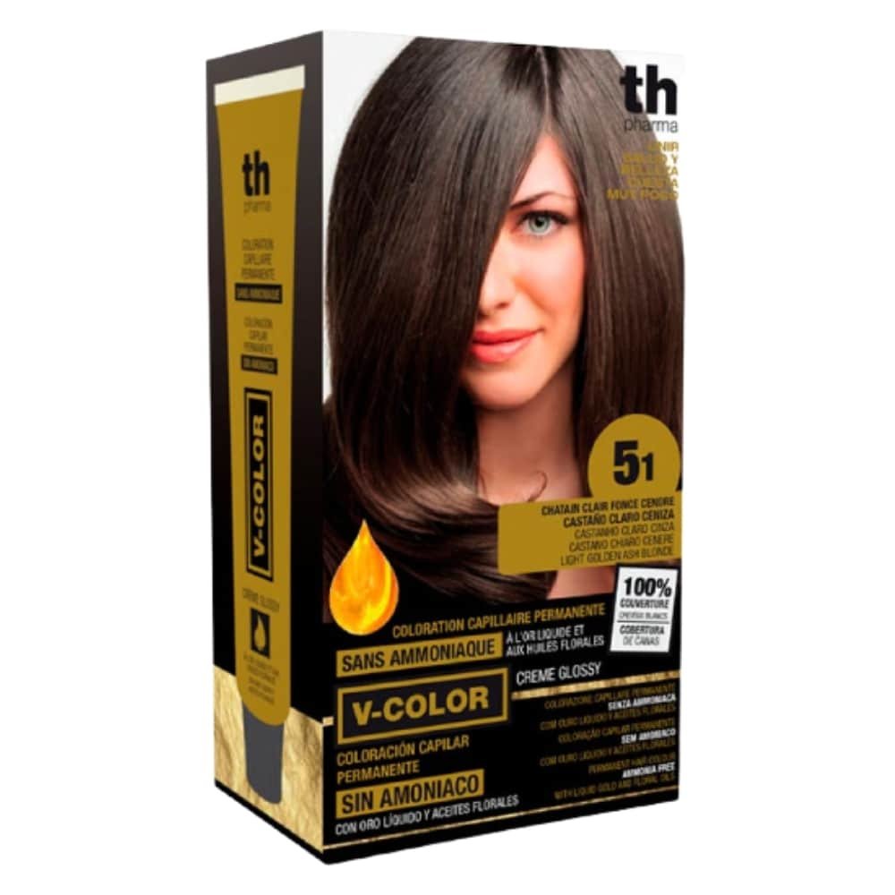 TH-PHARMA – Vitalia Color Coloration Capillaire Sans Ammoniac – Th-pharma N 5.1 – Châtain Clair Foncé Cendré