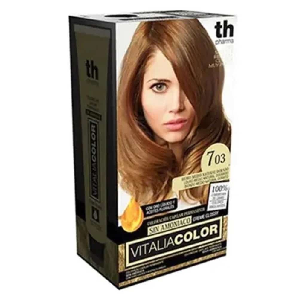 TH-PHARMA – Vitalia Color Coloration Capillaire Sans Ammoniac – Th-pharma N 7.03 – Blond Moyen Naturel Doré