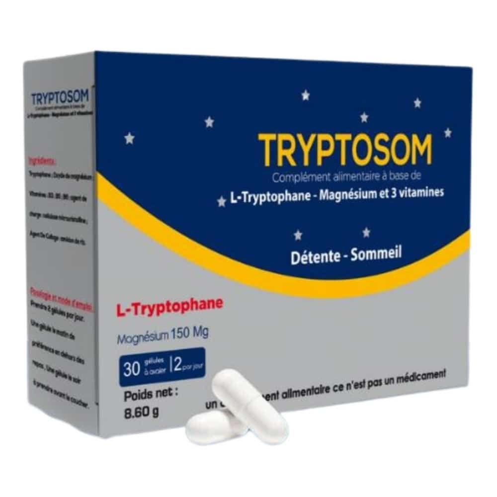 TRYPTOSOM – L-tryptophane Magnésium 150mg Détente Et Sommeil – 30 Gélules