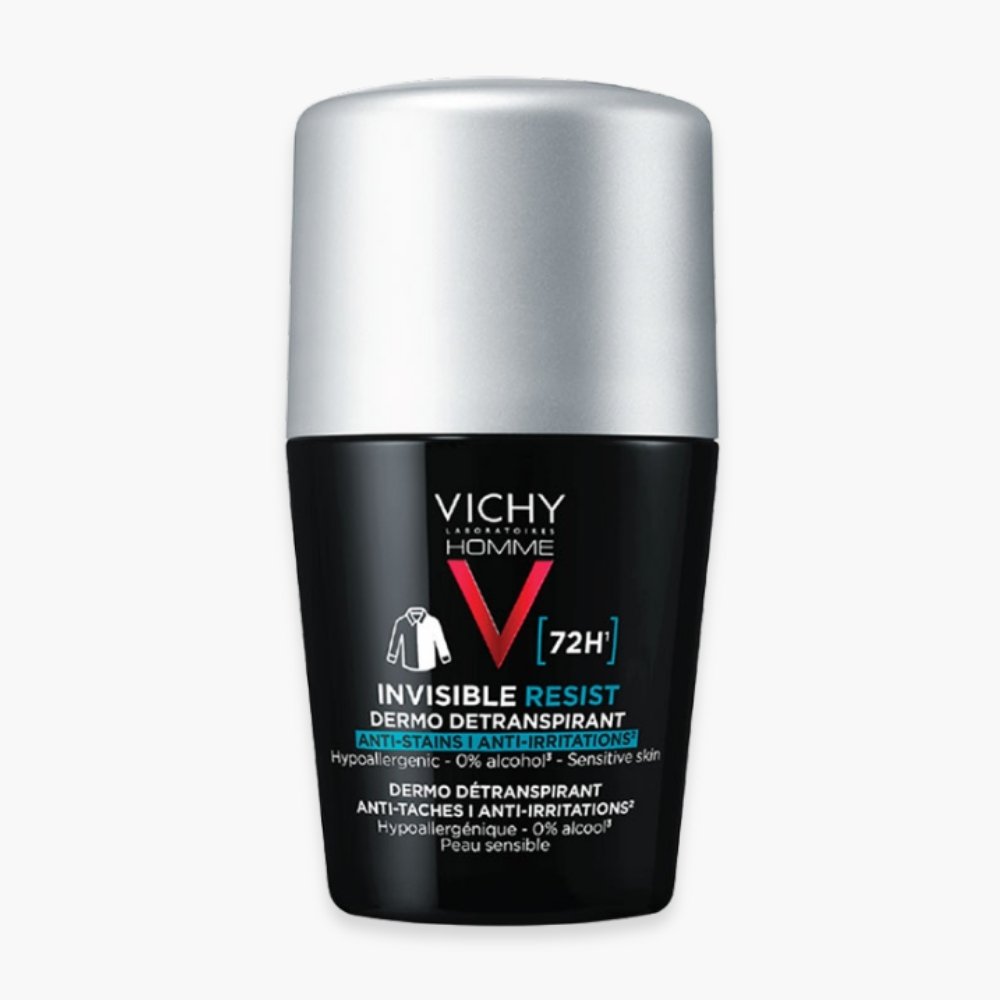 VICHY – Homme Déodorant Roll-On Invisible Resist Dermo Détranspirant Anti-Taches Anti-Irritations 72h – 50ml