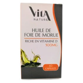 VITA NATURE – Huile De Foie De Morue Riche En Vitamine D 500mg – 60 Capsules