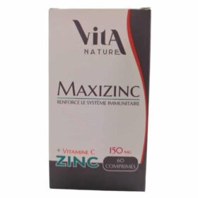 VITA NATURE – Maxizinc + Vitamine C 150mg Système Immunitaire – 60 Comprimés
