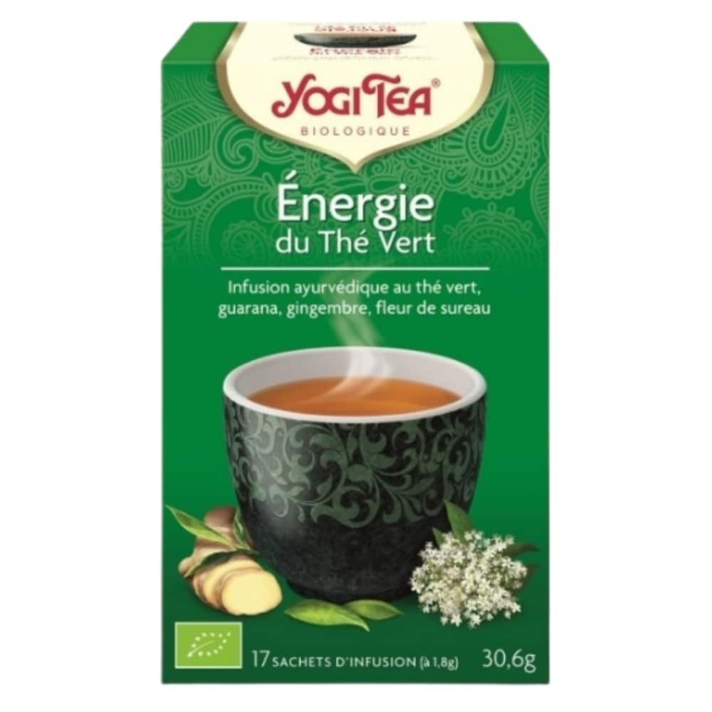 YOGI TEA – Energie Du Thé Vert Infusion Ayurvédique Guarana, Gingembre Et Fleur De Sureau Sachets Bio – 17u