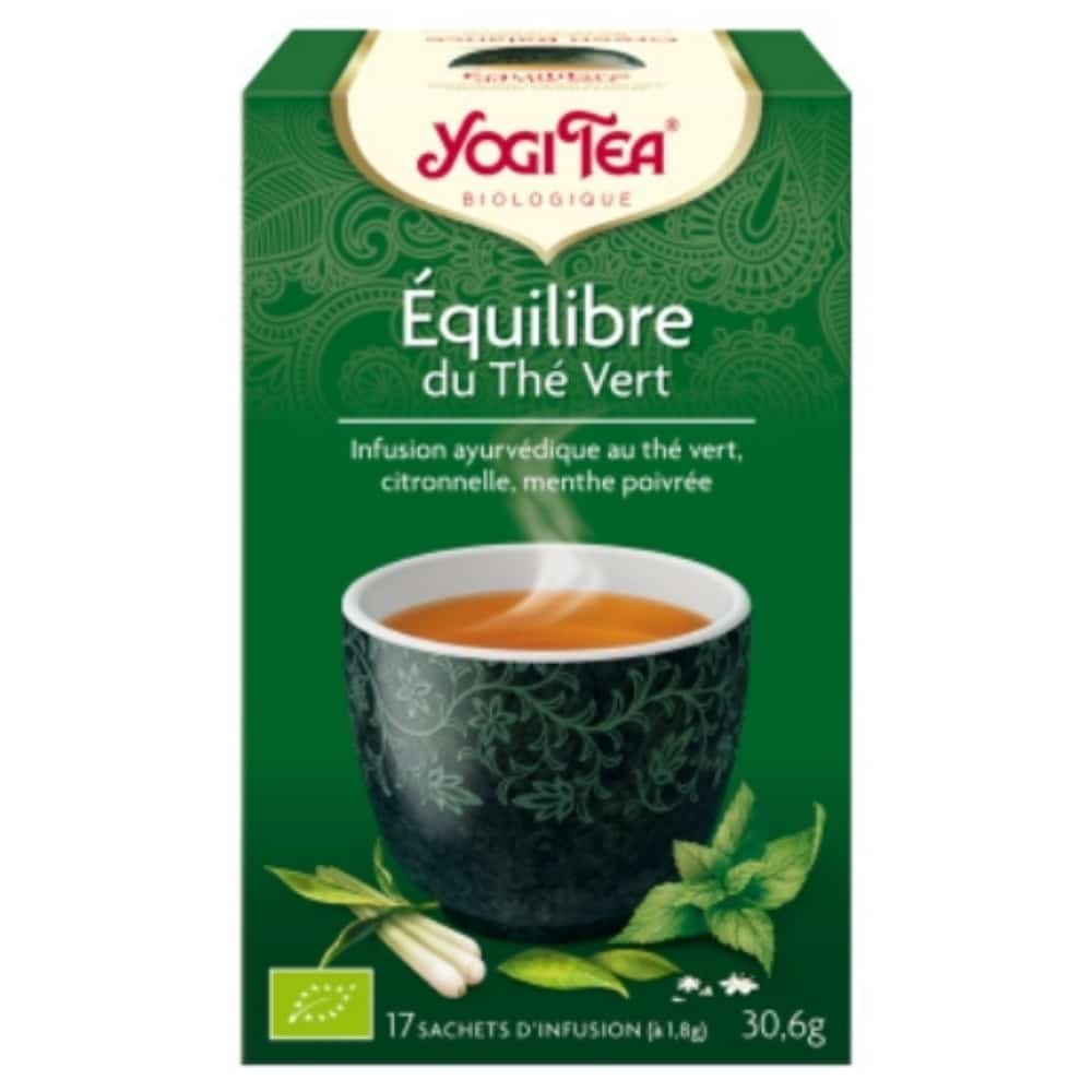 YOGI TEA – Equilibre Du Thé Vert Infusion Ayurvédique Thé Vert, Citronnelle Et Menthe Poivrée Sachets Bio – 17u